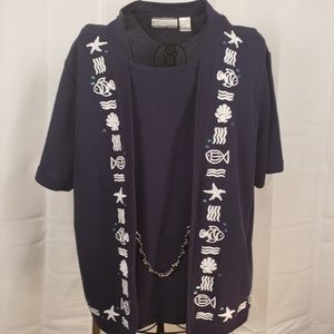 KT Classics Navy Short Sleeve Sweater 3X